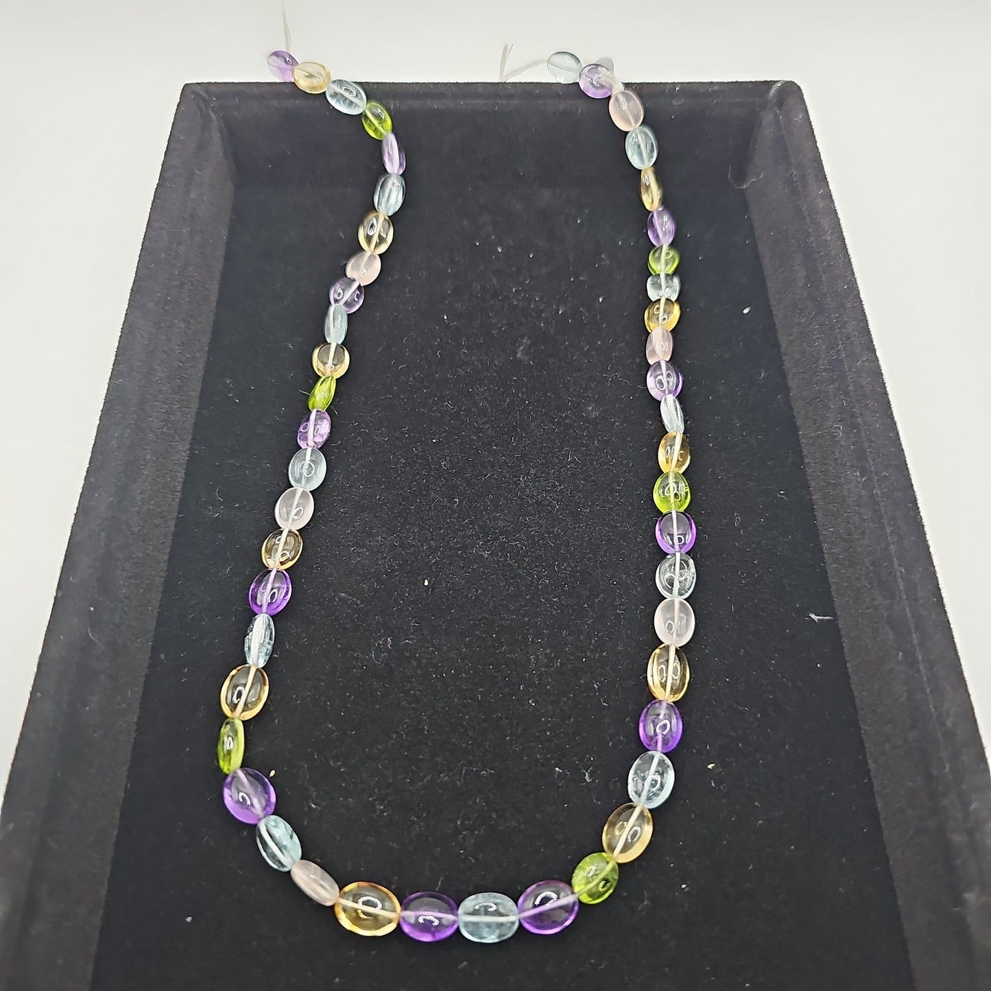 Olivenform-Kette mit Aquamarin, Citrin, Rosaquarz, Peridot