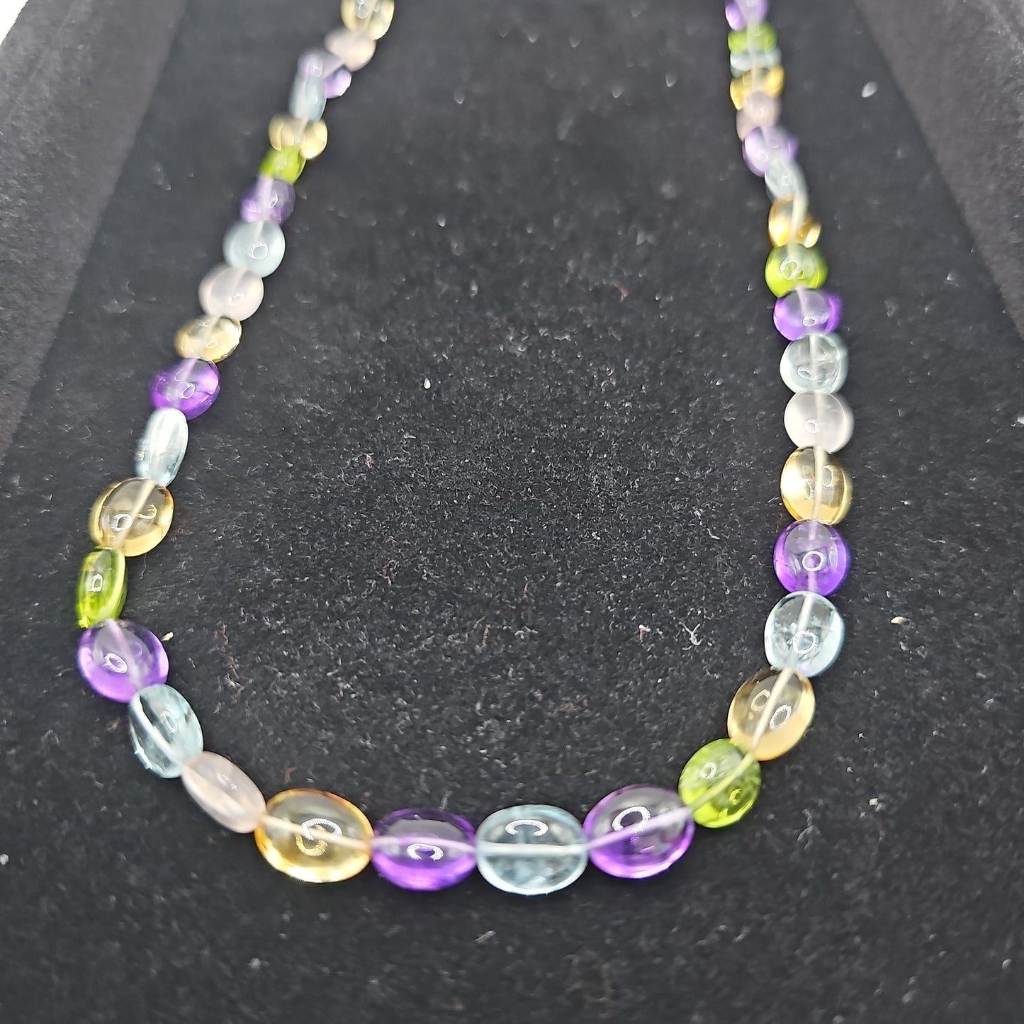 Olivenform-Kette mit Aquamarin, Citrin, Rosaquarz, Peridot