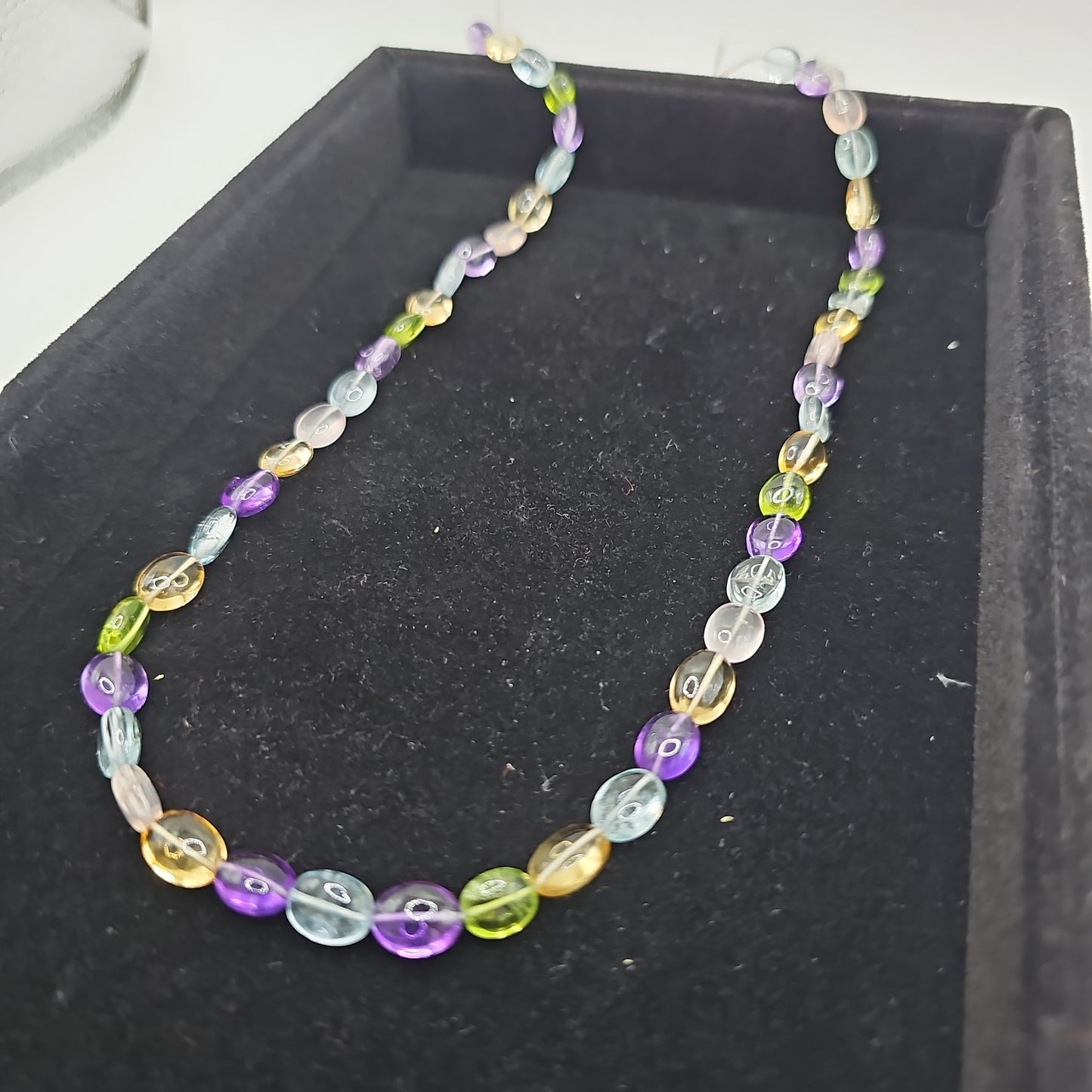 Olivenform-Kette mit Aquamarin, Citrin, Rosaquarz, Peridot