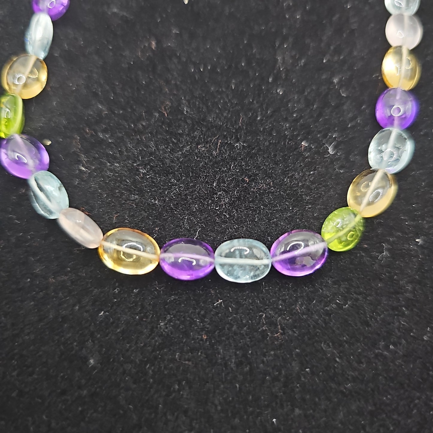Olivenform-Kette mit Aquamarin, Citrin, Rosaquarz, Peridot
