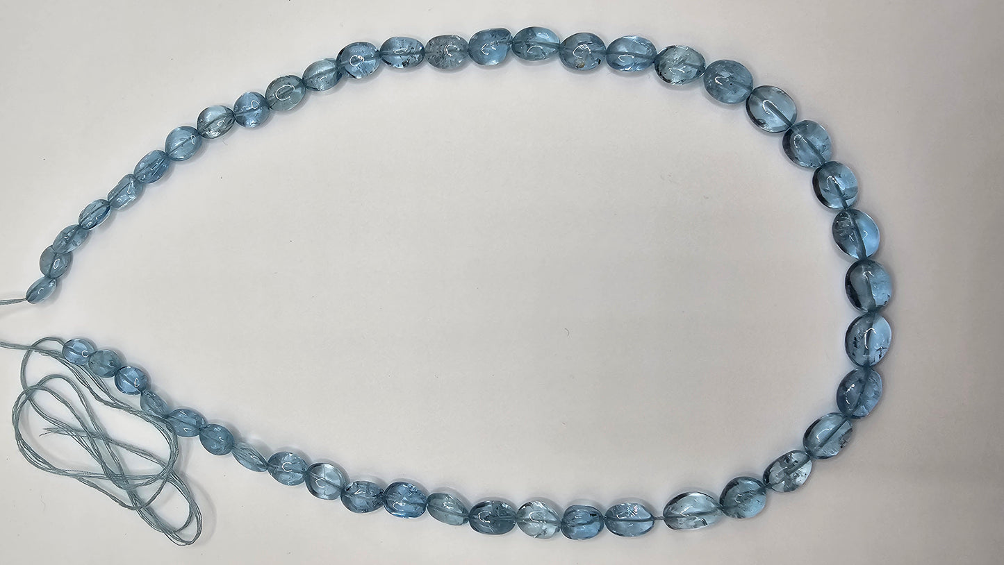 Aquamarin-Kette, oval, flach