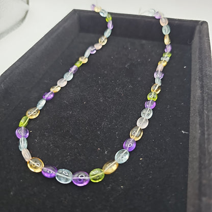 Olivenform-Kette mit Aquamarin, Citrin, Rosaquarz, Peridot